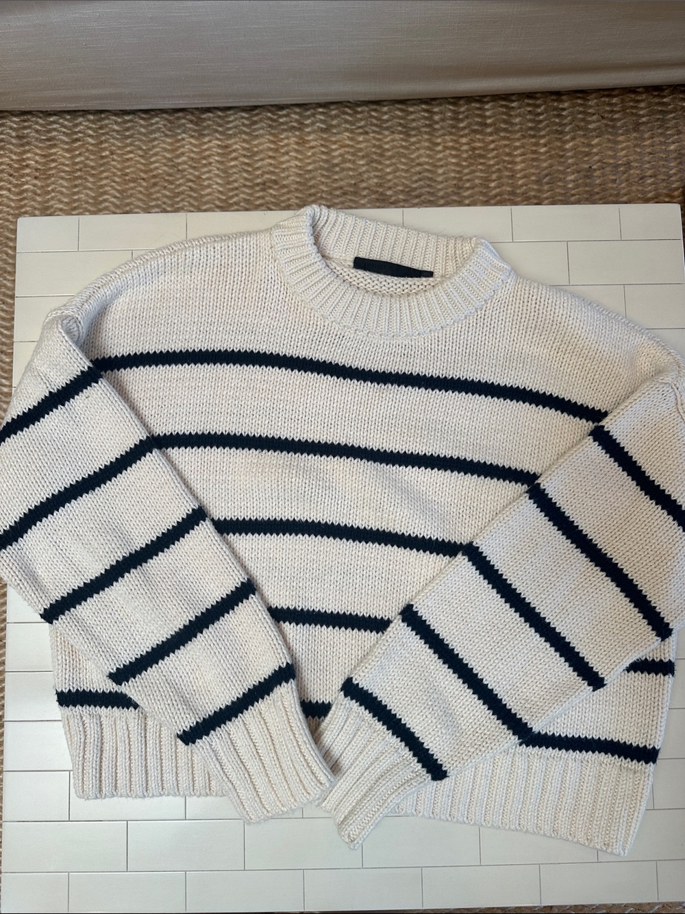JENNI KAYNE Cotton Navy Stripe Fisherman Sweater (XS)